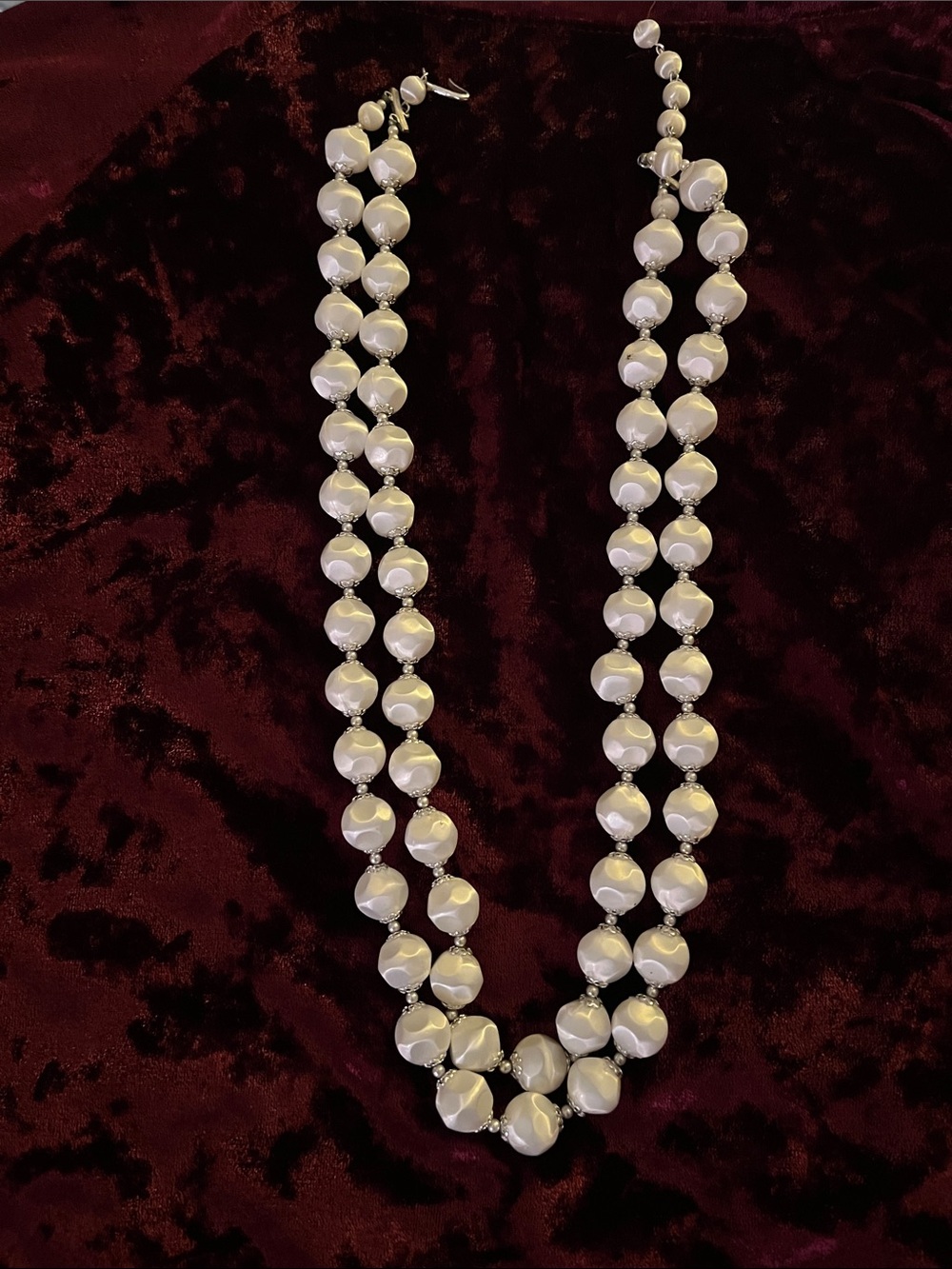 Classic White Pearl-Effect Double Strand Necklace